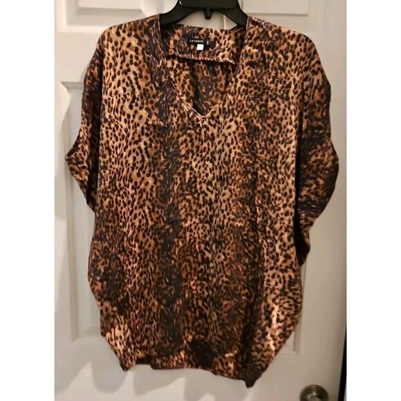 La Verite Light Top Womens Small Leppard Print Animal Flutter Sleeves - Picture 5 of 6